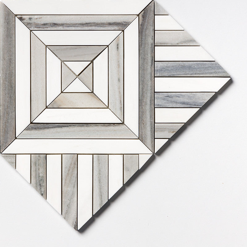 Skyline, Snow White Honed Ponte Marble Mosaic (MYS)
