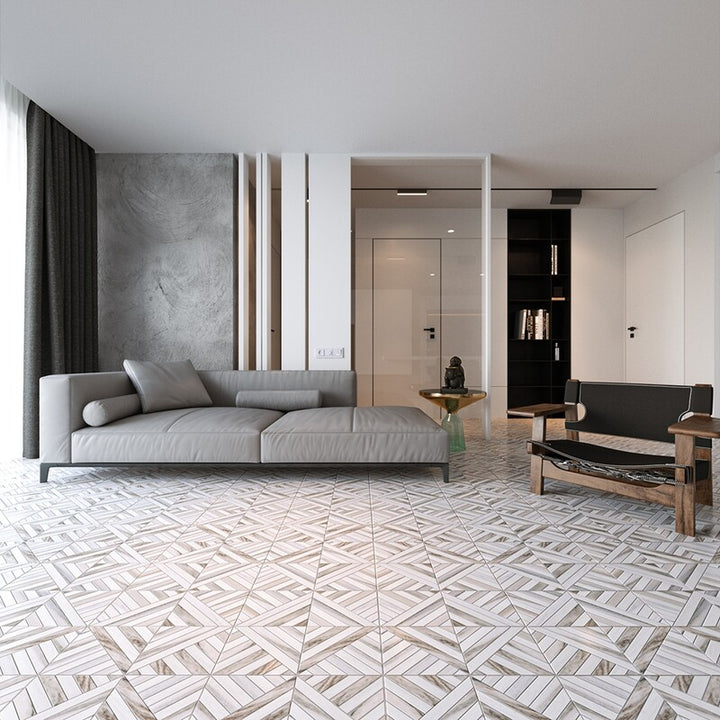 Skyline, Snow White Honed Ponte Marble Mosaic (MYS)