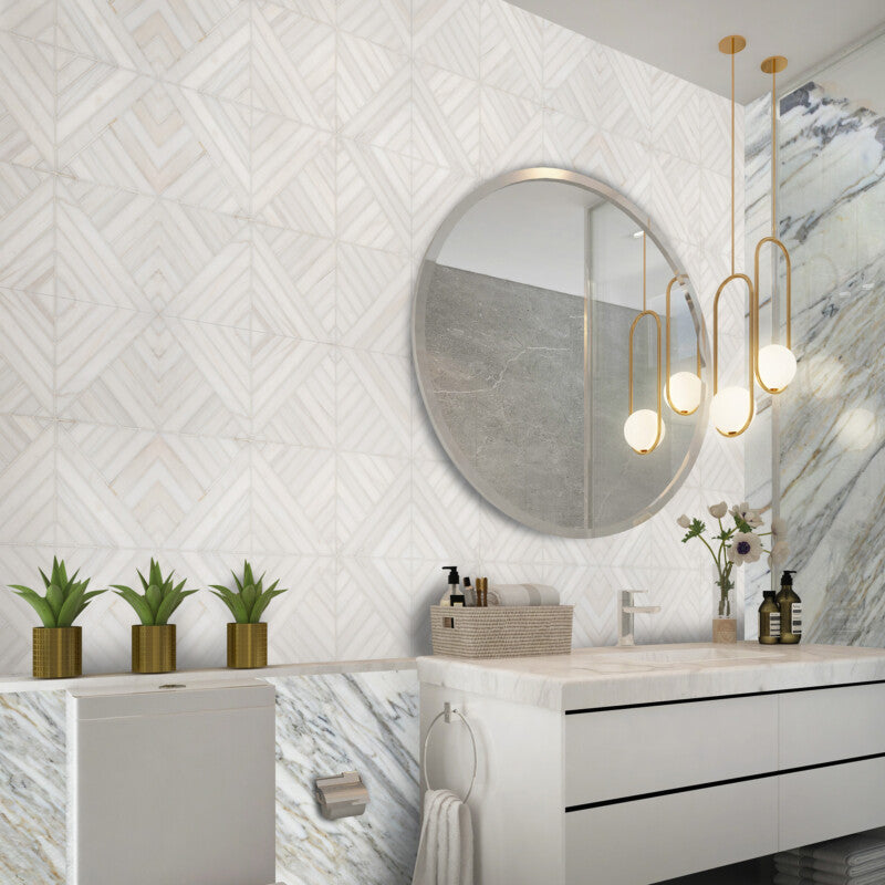 Snow White Multi Finish Ponte Marble Mosaic (MYS)