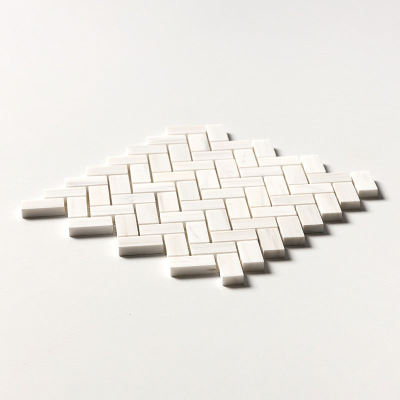 Bianco Dolomiti Classic Polished Herringbone 1x2 Marble Mosaic (MYS)