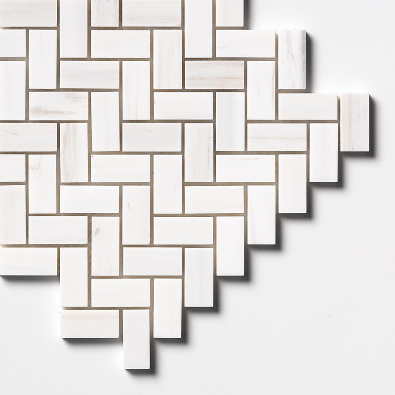 Bianco Dolomiti Classic Polished Herringbone 1x2 Marble Mosaic (MYS)