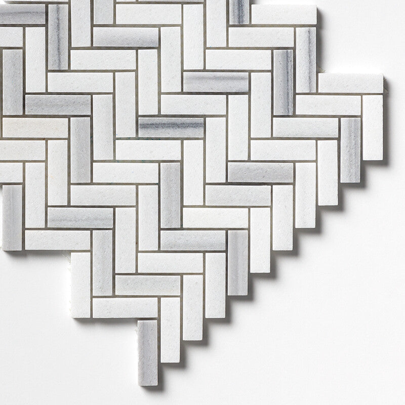 Frost White Honed Herringbone 5/8x2 Marble Mosaic (MYS)
