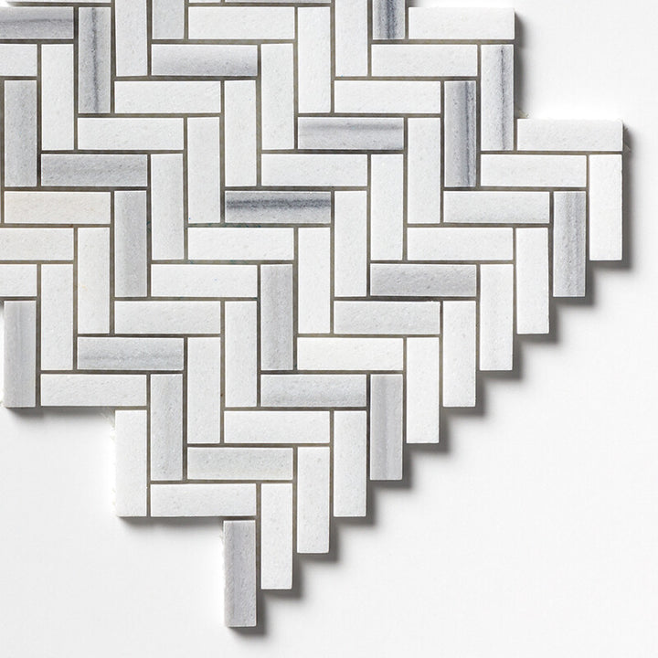 Frost White Honed Herringbone 5/8x2 Marble Mosaic (MYS)