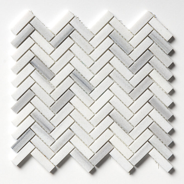 Frost White Honed Herringbone 5/8x2 Marble Mosaic (MYS)