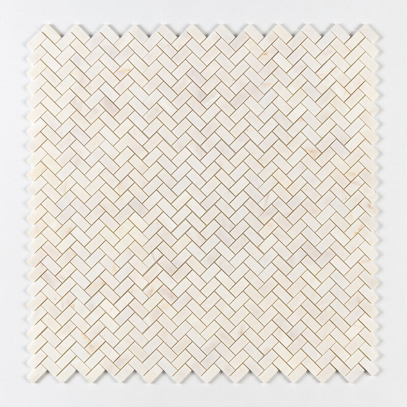 Calacatta Amber Honed Herringbone 1x2 Marble Mosaic (MYS)
