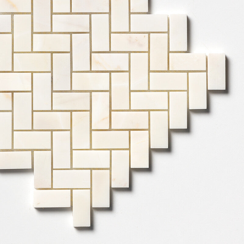 Calacatta Amber Honed Herringbone 1x2 Marble Mosaic (MYS)