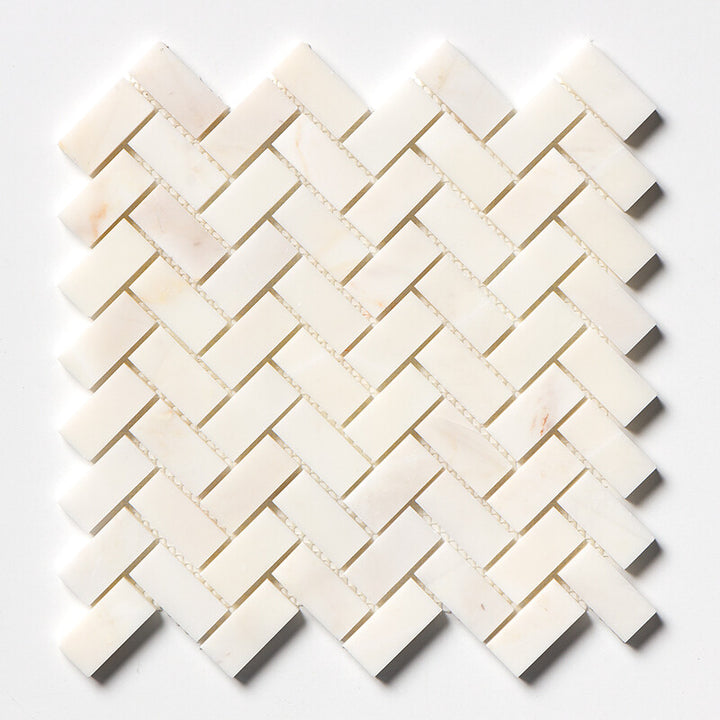 Calacatta Amber Honed Herringbone 1x2 Marble Mosaic (MYS)