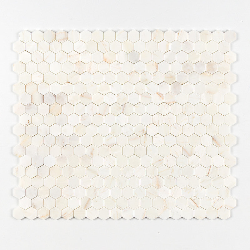 Calacatta Amber Honed Hexagon Marble Mosaic (MYS)