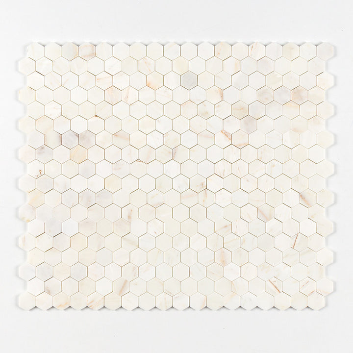 Calacatta Amber Honed Hexagon Marble Mosaic (MYS)