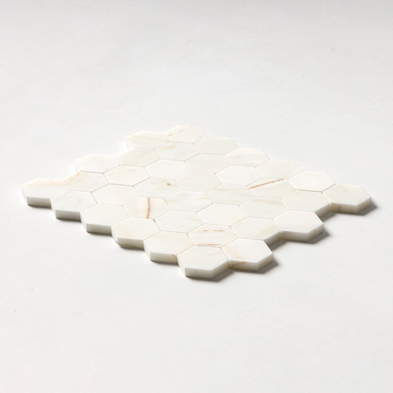 Calacatta Amber Honed Hexagon Marble Mosaic (MYS)