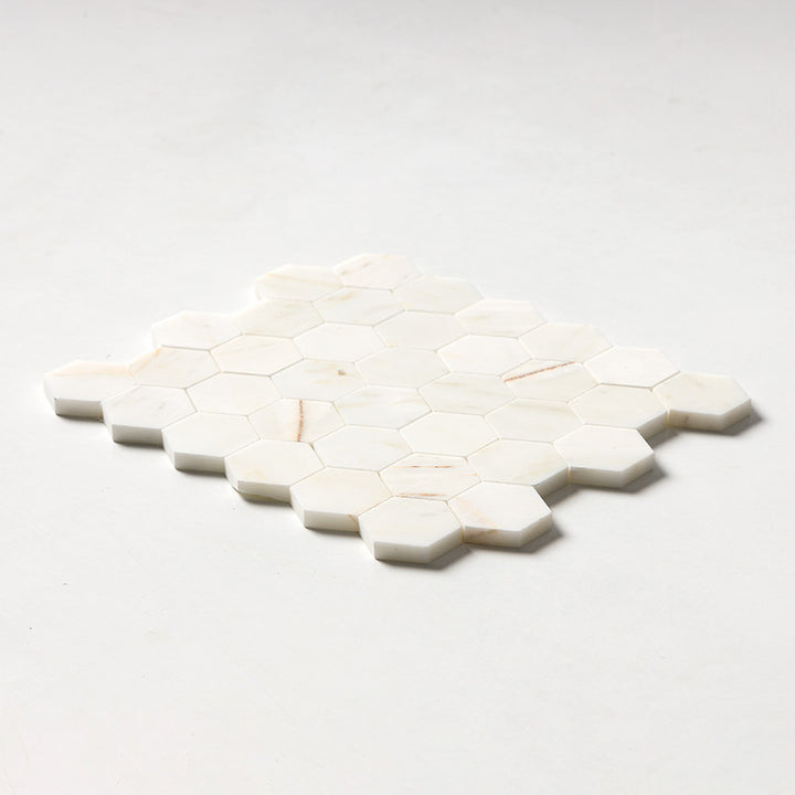 Calacatta Amber Honed Hexagon Marble Mosaic (MYS)