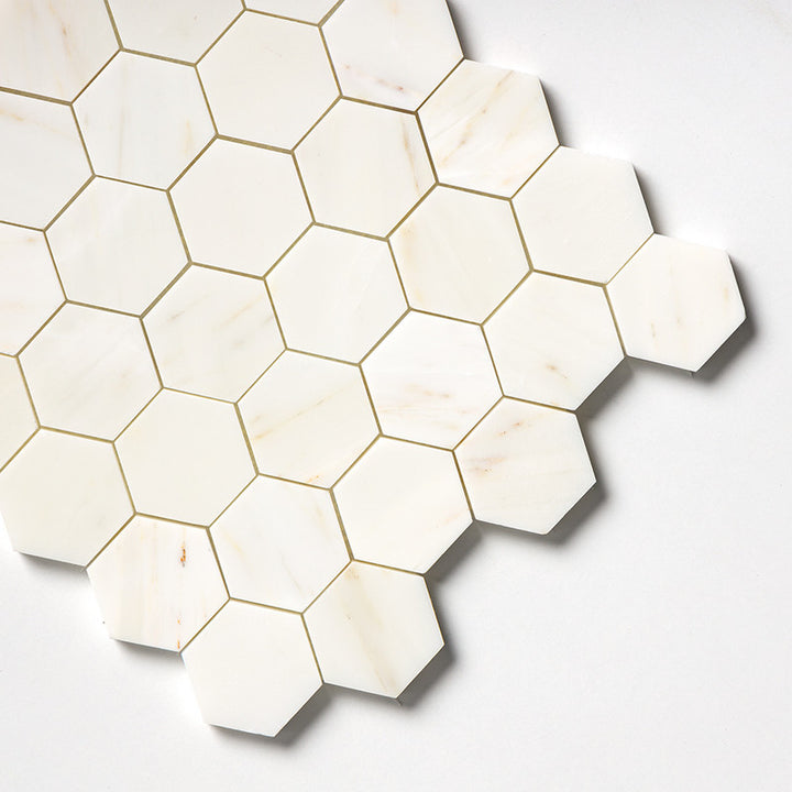 Calacatta Amber Honed Hexagon Marble Mosaic (MYS)