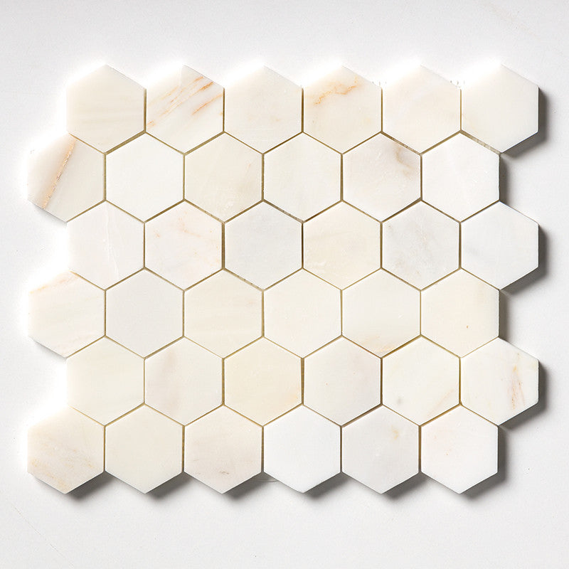 Calacatta Amber Honed Hexagon Marble Mosaic (MYS)