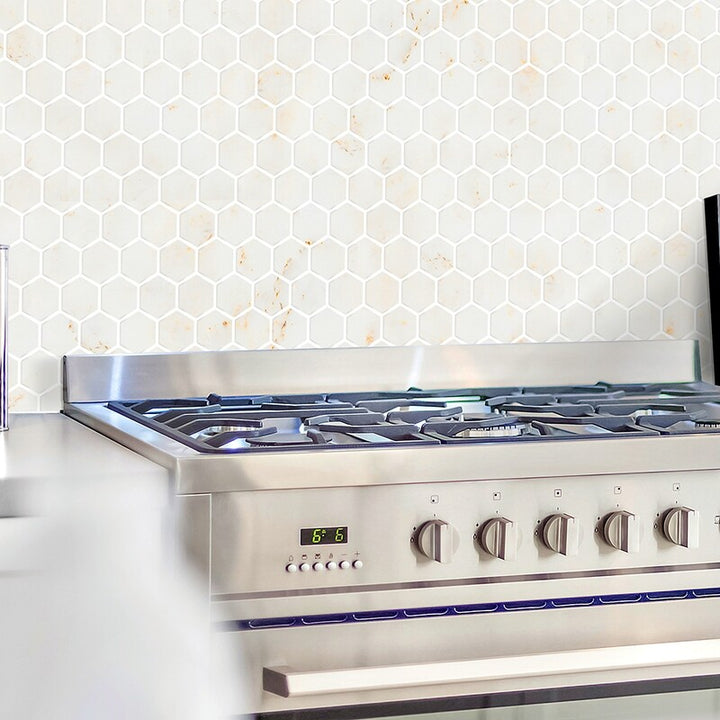 Calacatta Amber Honed Hexagon Marble Mosaic (MYS)