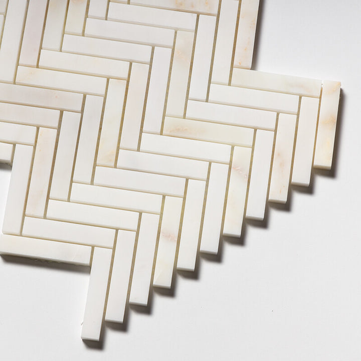 Calacatta Amber Honed Herringbone 5/8x3 Marble Mosaic (MYS)