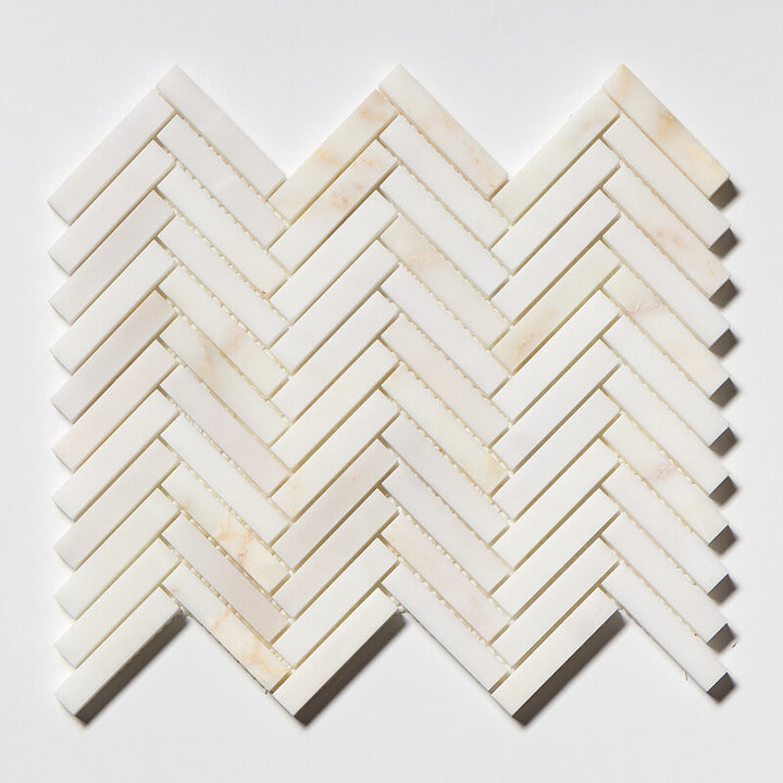 Calacatta Amber Honed Herringbone 5/8x3 Marble Mosaic (MYS)
