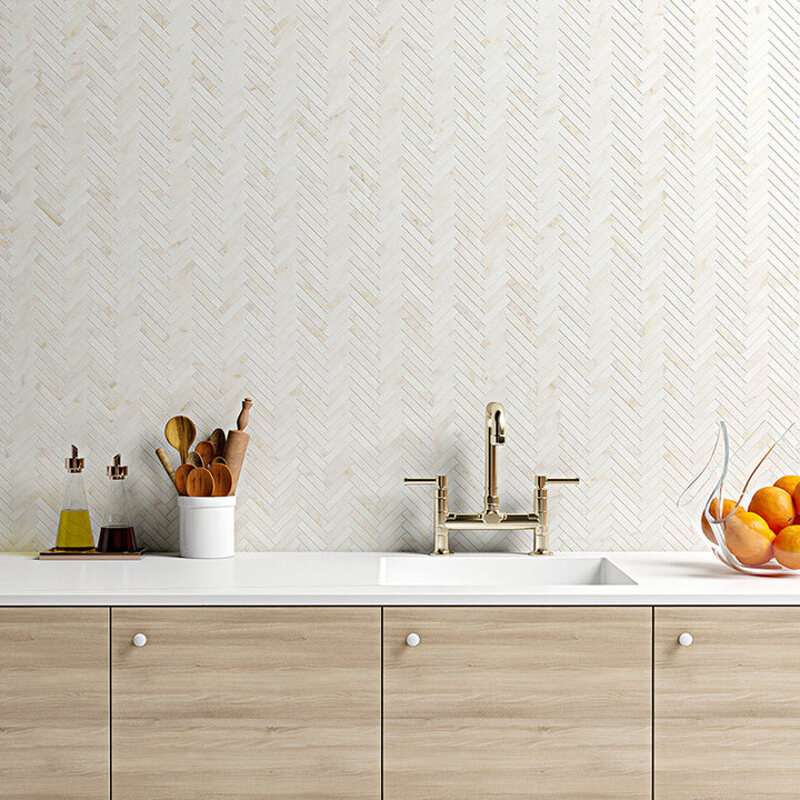 Calacatta Amber Honed Herringbone 5/8x3 Marble Mosaic (MYS)