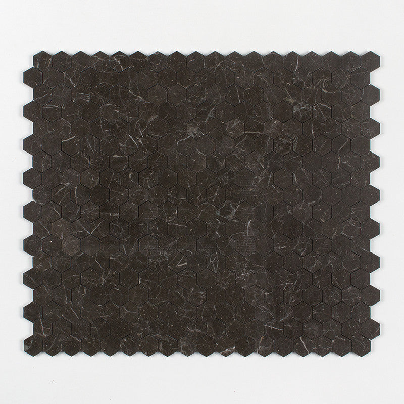 Iris Black Honed Hexagon Marble Mosaic (MYS)