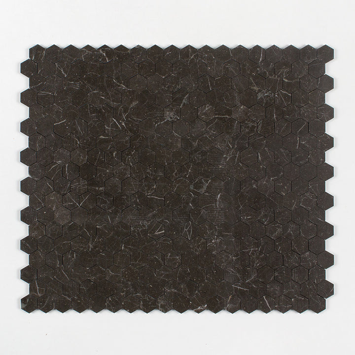 Iris Black Honed Hexagon Marble Mosaic (MYS)