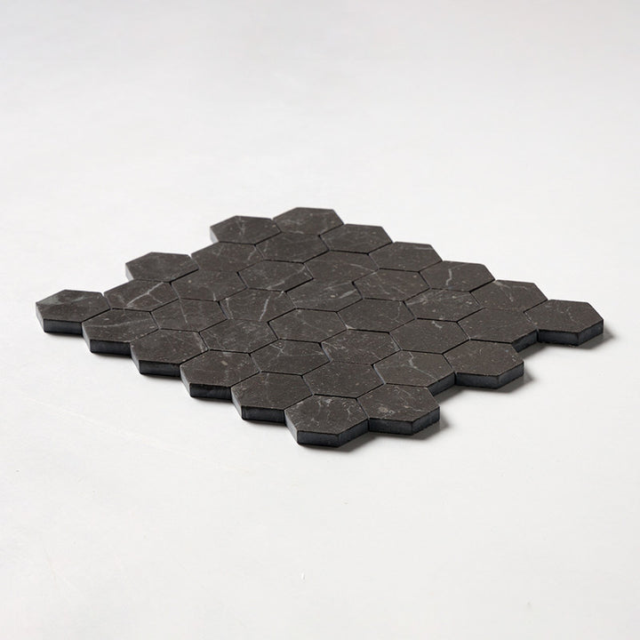 Iris Black Honed Hexagon Marble Mosaic (MYS)