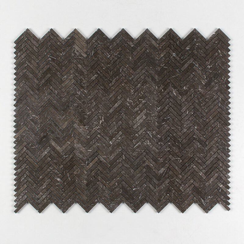 Iris Black Honed Herringbone 5/8x3 Marble Mosaic (MYS)