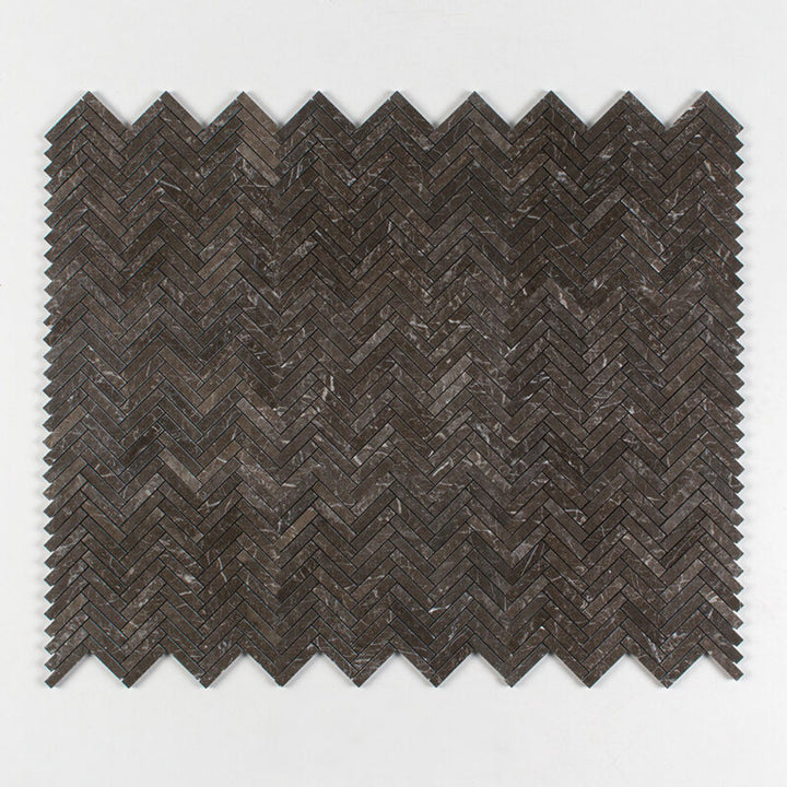 Iris Black Honed Herringbone 5/8x3 Marble Mosaic (MYS)