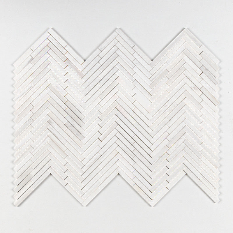 Bianco Dolomiti Classic Honed Large Herringbone Marble Mosaic (MYS)