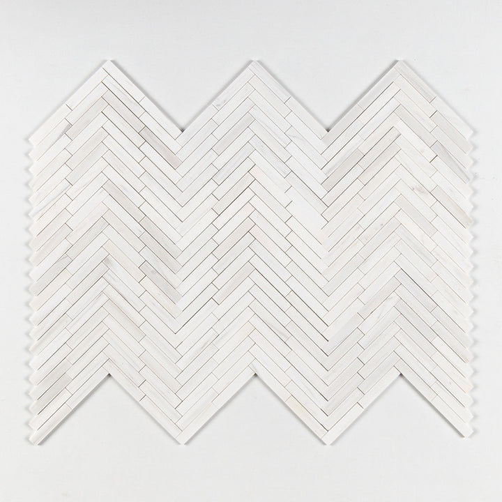 Bianco Dolomiti Classic Honed Large Herringbone Marble Mosaic (MYS)