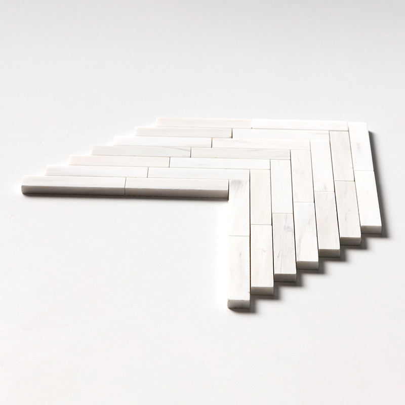 Bianco Dolomiti Classic Honed Large Herringbone Marble Mosaic (MYS)