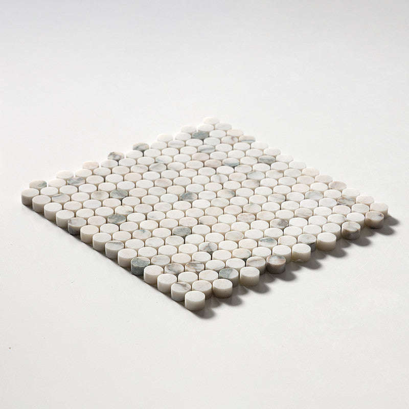 Calacatta Green Honed Penny Round Marble Mosaic (MYS)