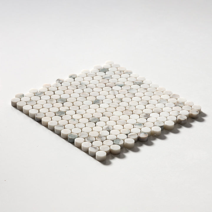 Calacatta Green Honed Penny Round Marble Mosaic (MYS)