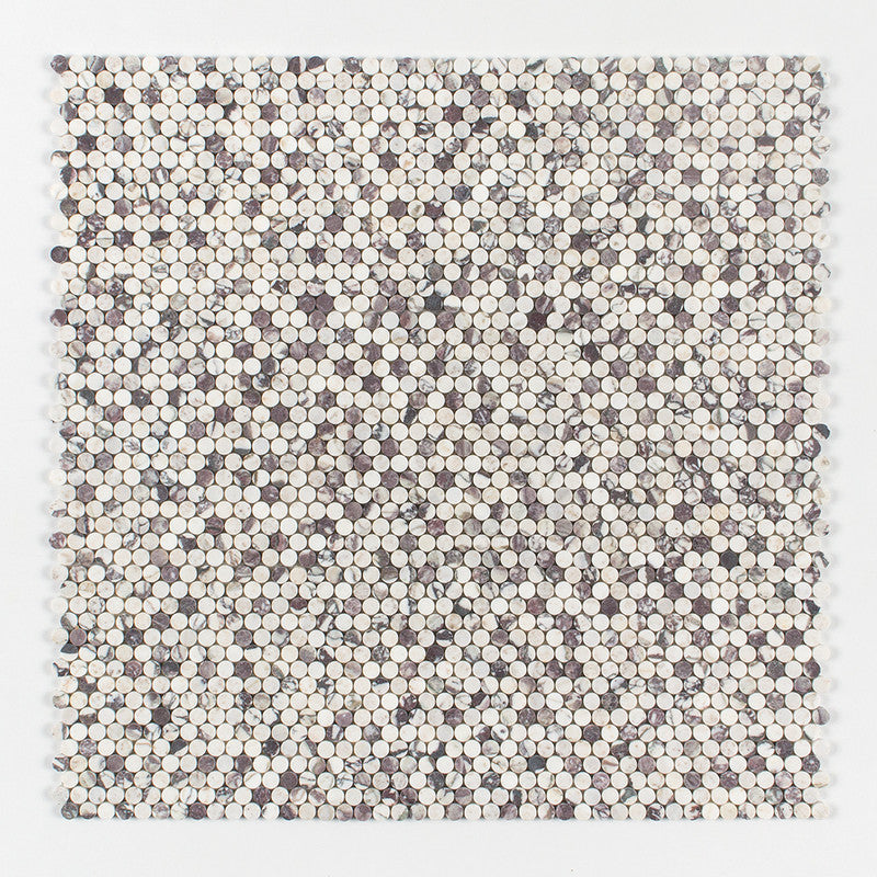 Calacatta Viola Honed Penny Round Marble Mosaic (MYS)