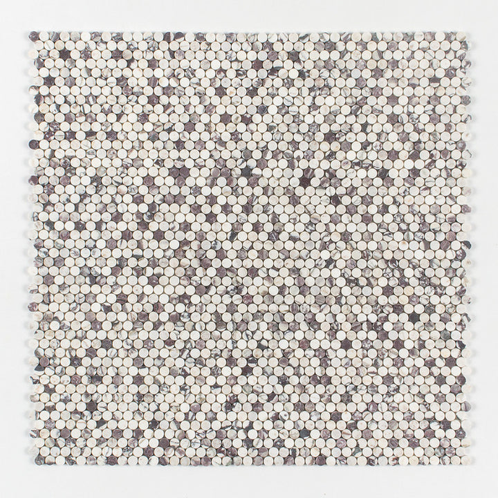 Calacatta Viola Honed Penny Round Marble Mosaic (MYS)