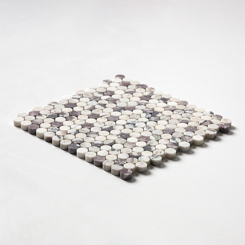 Calacatta Viola Honed Penny Round Marble Mosaic (MYS)