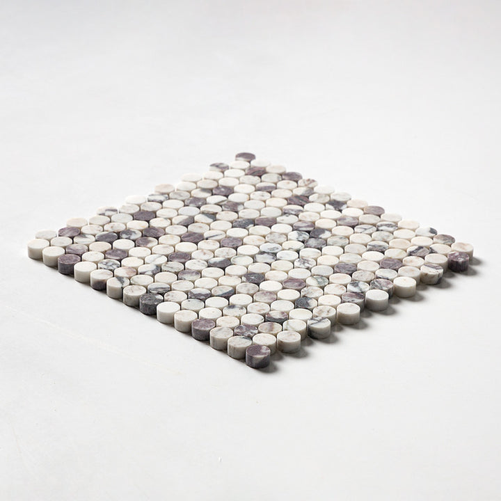 Calacatta Viola Honed Penny Round Marble Mosaic (MYS)