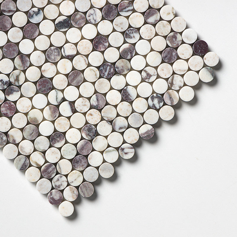 Calacatta Viola Honed Penny Round Marble Mosaic (MYS)