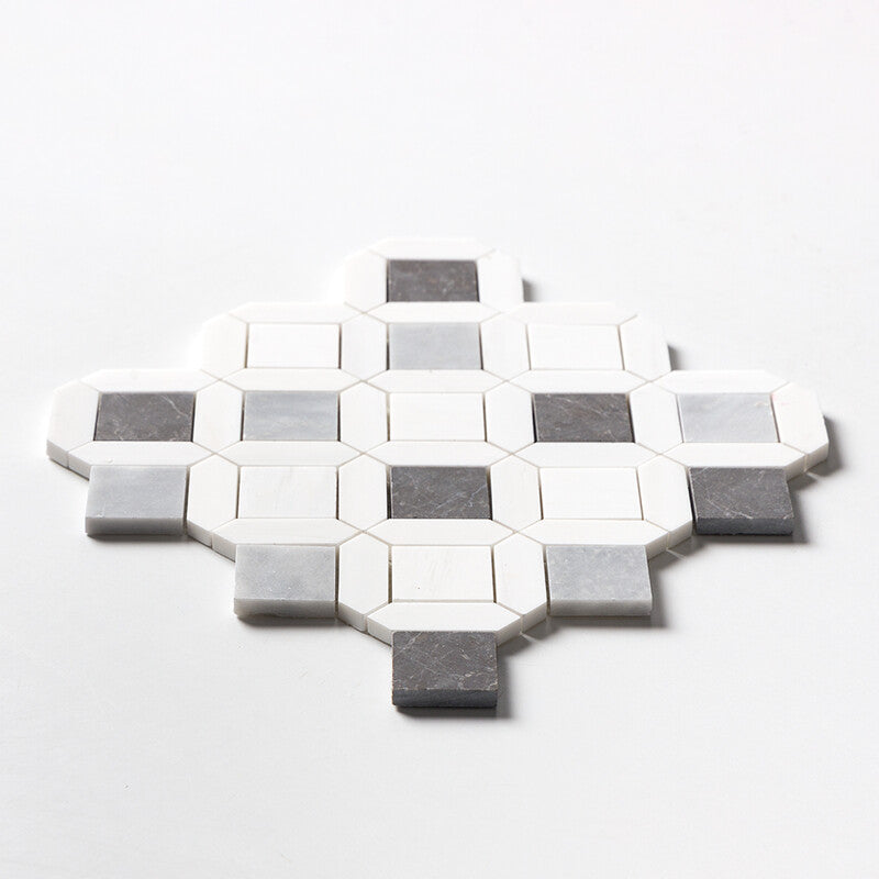 Allure L, Iris Black, Bianco Dolomiti Cl Honed Louna Marble Mosaic (MYS)