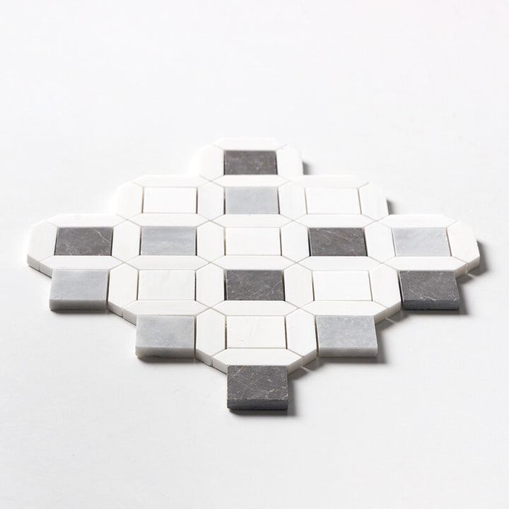 Allure L, Iris Black, Bianco Dolomiti Cl Honed Louna Marble Mosaic (MYS)