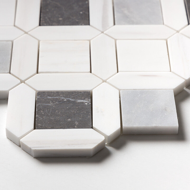 Allure L, Iris Black, Bianco Dolomiti Cl Honed Louna Marble Mosaic (MYS)