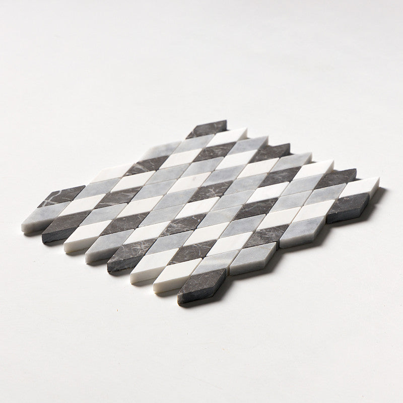 Allure L, Iris Black, Bianco Dolomiti Cl Honed Hazem Marble Mosaic (MYS)