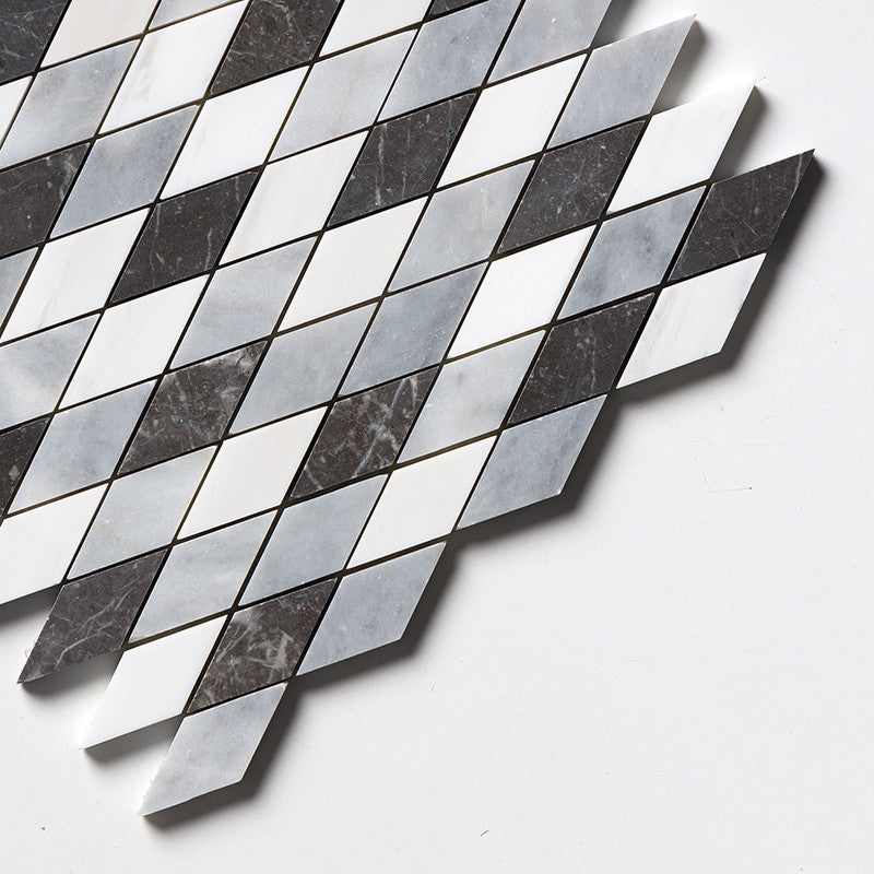 Allure L, Iris Black, Bianco Dolomiti Cl Honed Hazem Marble Mosaic (MYS)