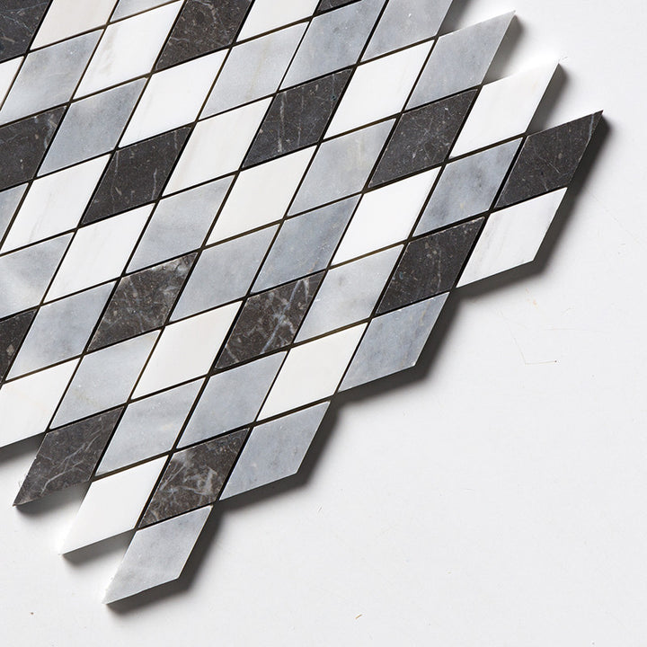 Allure L, Iris Black, Bianco Dolomiti Cl Honed Hazem Marble Mosaic (MYS)