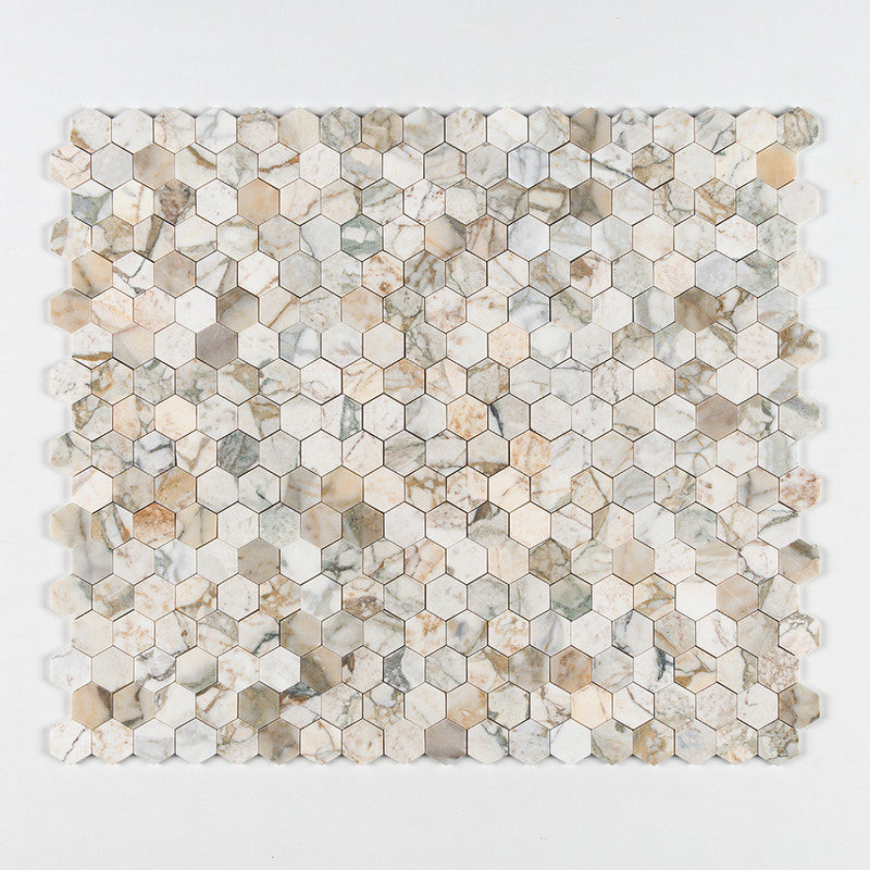 Calacatta Green Honed Hexagon 2 Marble Mosaic (MYS)
