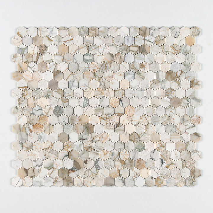 Calacatta Green Honed Hexagon 2 Marble Mosaic (MYS)