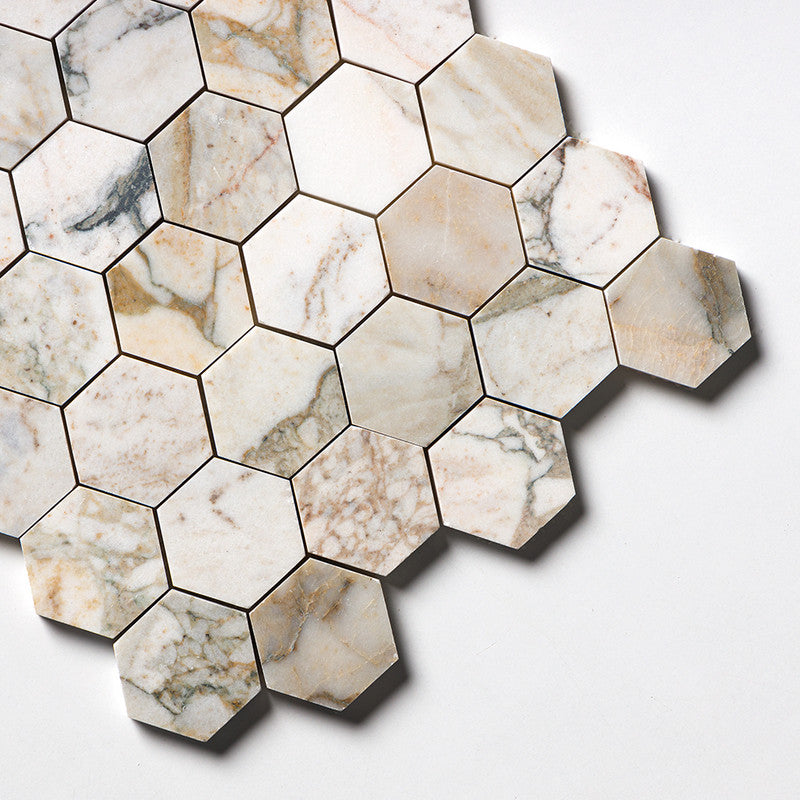 Calacatta Green Honed Hexagon 2 Marble Mosaic (MYS)