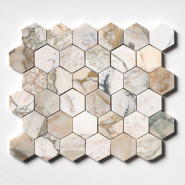 Calacatta Green Honed Hexagon 2 Marble Mosaic (MYS)