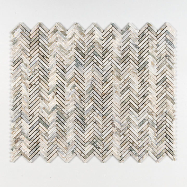 Calacatta Green Honed Herringbone 5/8x3 Marble Mosaic (MYS)