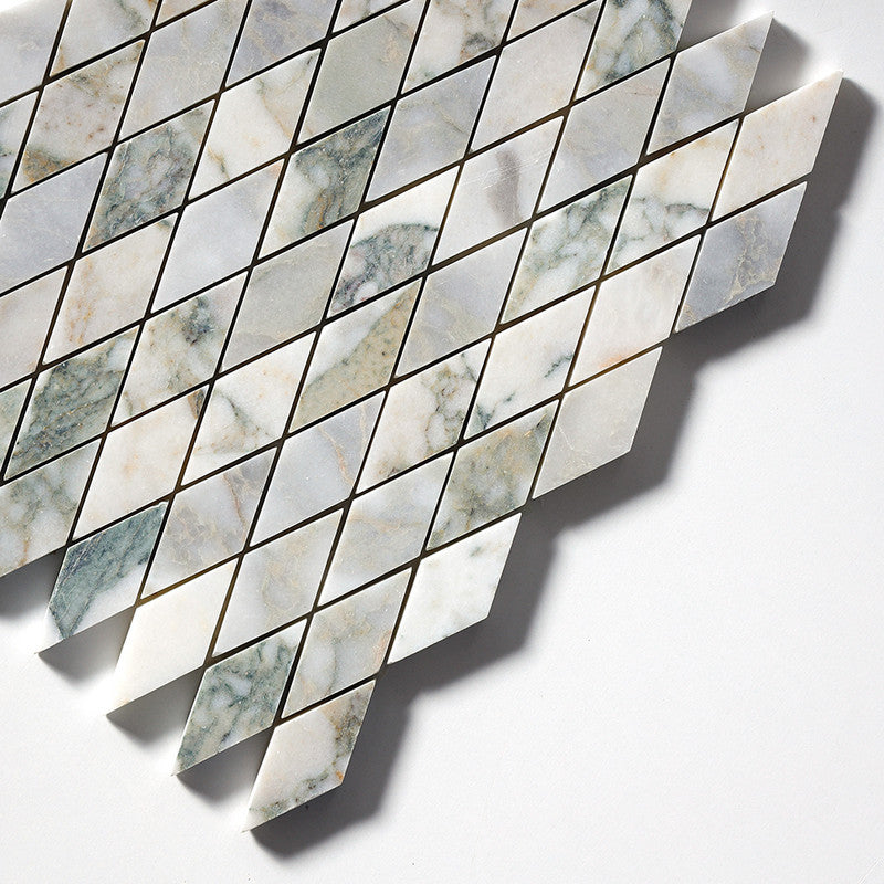 Calacatta Green Honed Rhomboid Marble Mosaic (MYS)