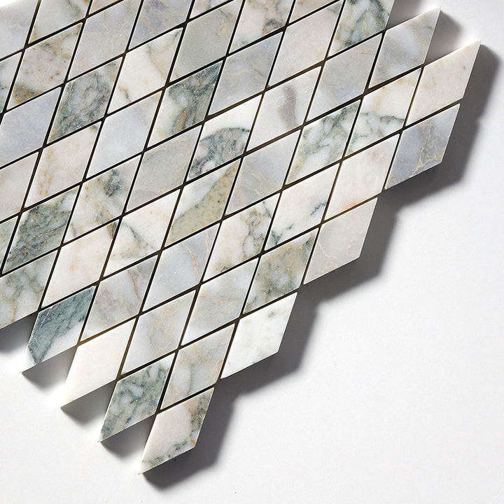 Calacatta Green Honed Rhomboid Marble Mosaic (MYS)