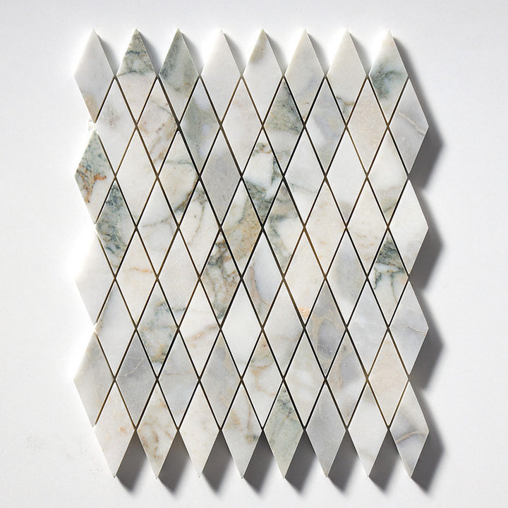 Calacatta Green Honed Rhomboid Marble Mosaic (MYS)